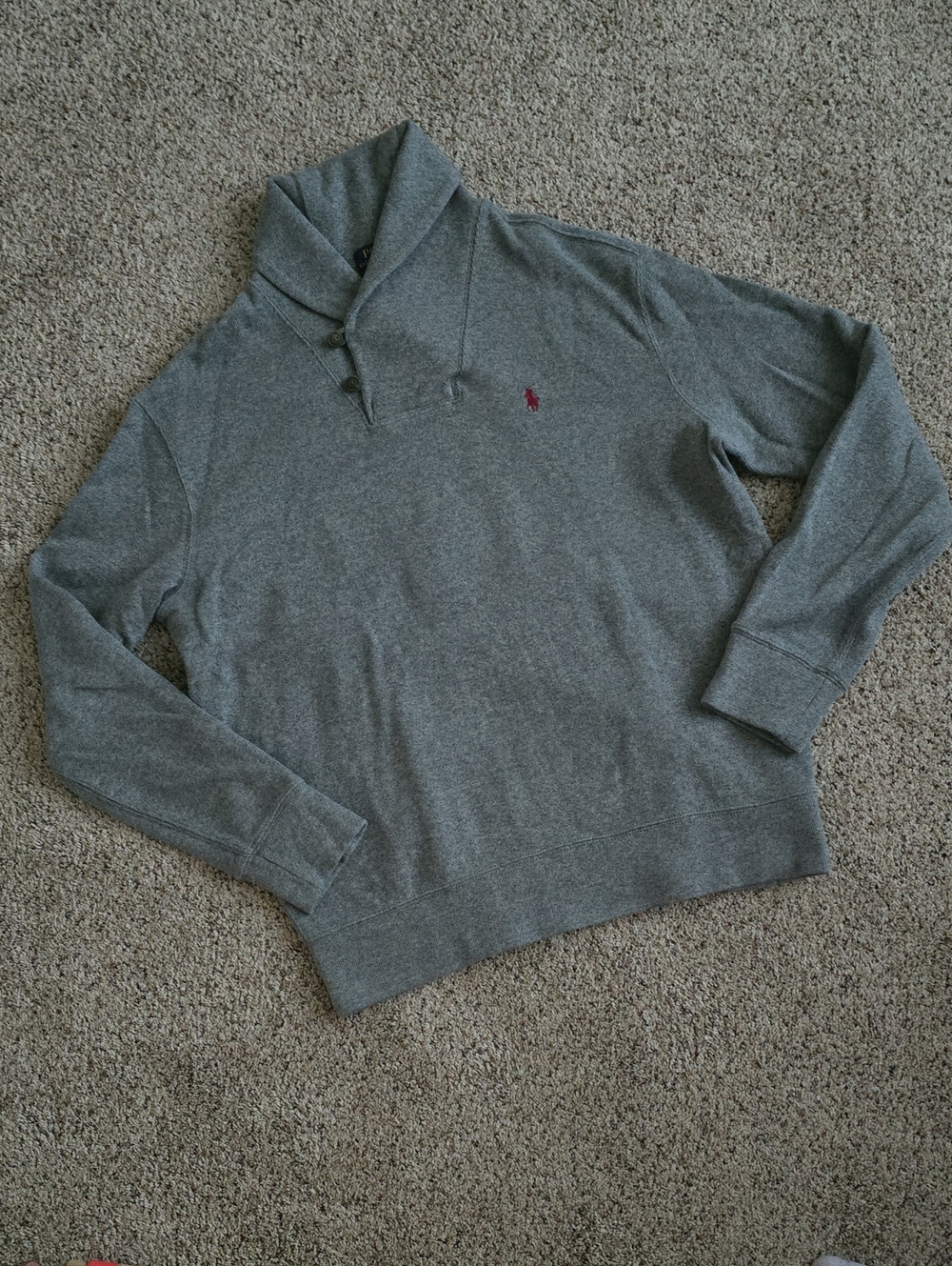 Polo RL Sz L Cotton Sweater- Grey
